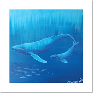 Blue humpback whales Posters and Art